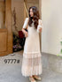 Women Square Neck Mesh Twill Long Skirts